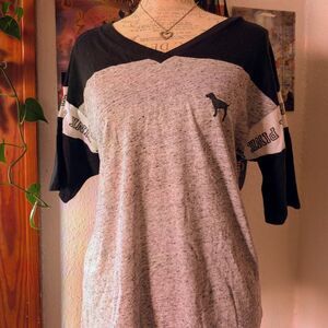 VS PINK Colorblock Jersey Cotton Oversized Tee